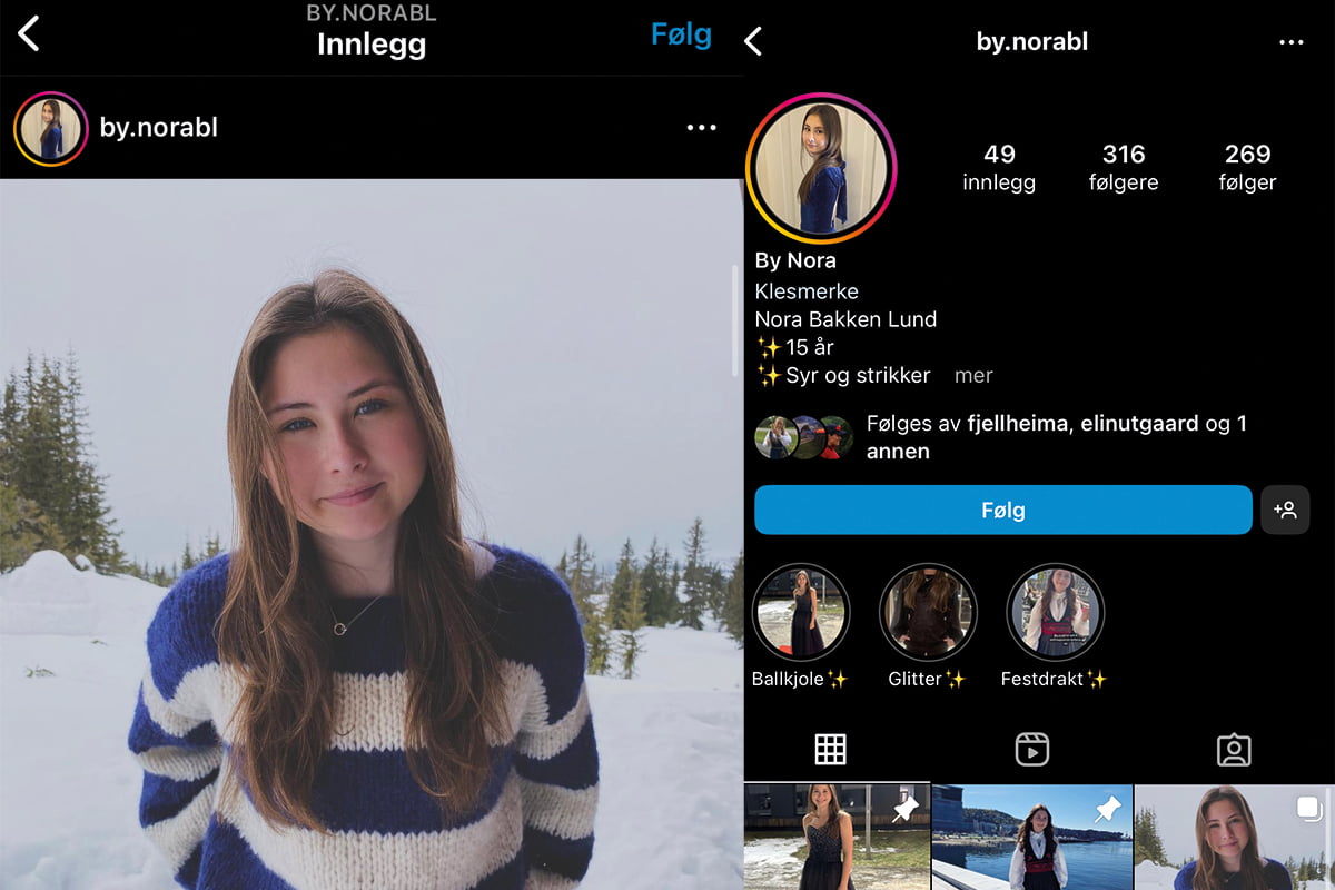 Nora sin instagramside