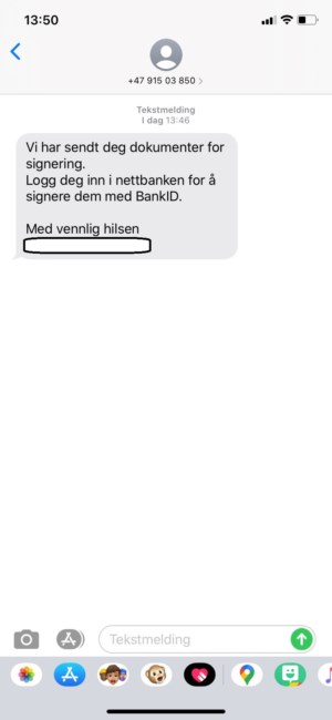 Digital signatur SMS varsel