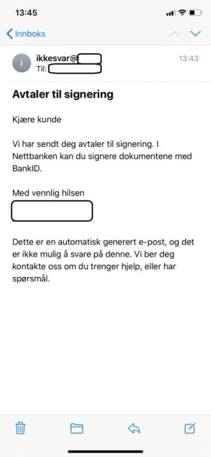 Digital signatur e-postvarsel